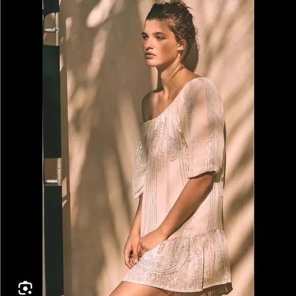 Anthropologie Beaded Sands Swing Dress X Carolina K Size M $228 - Picture 1 of 4